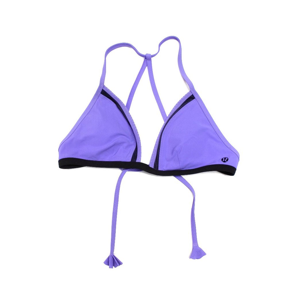 LULULEMON Beach Break Power Purple Black Halter Tie Triangle Bikini Top - Picture 1 of 12